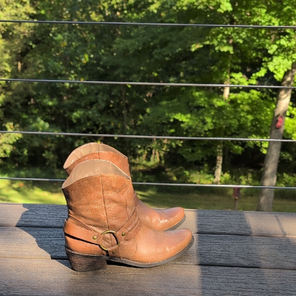Franco Sarto Brown Leather Ankle Boots